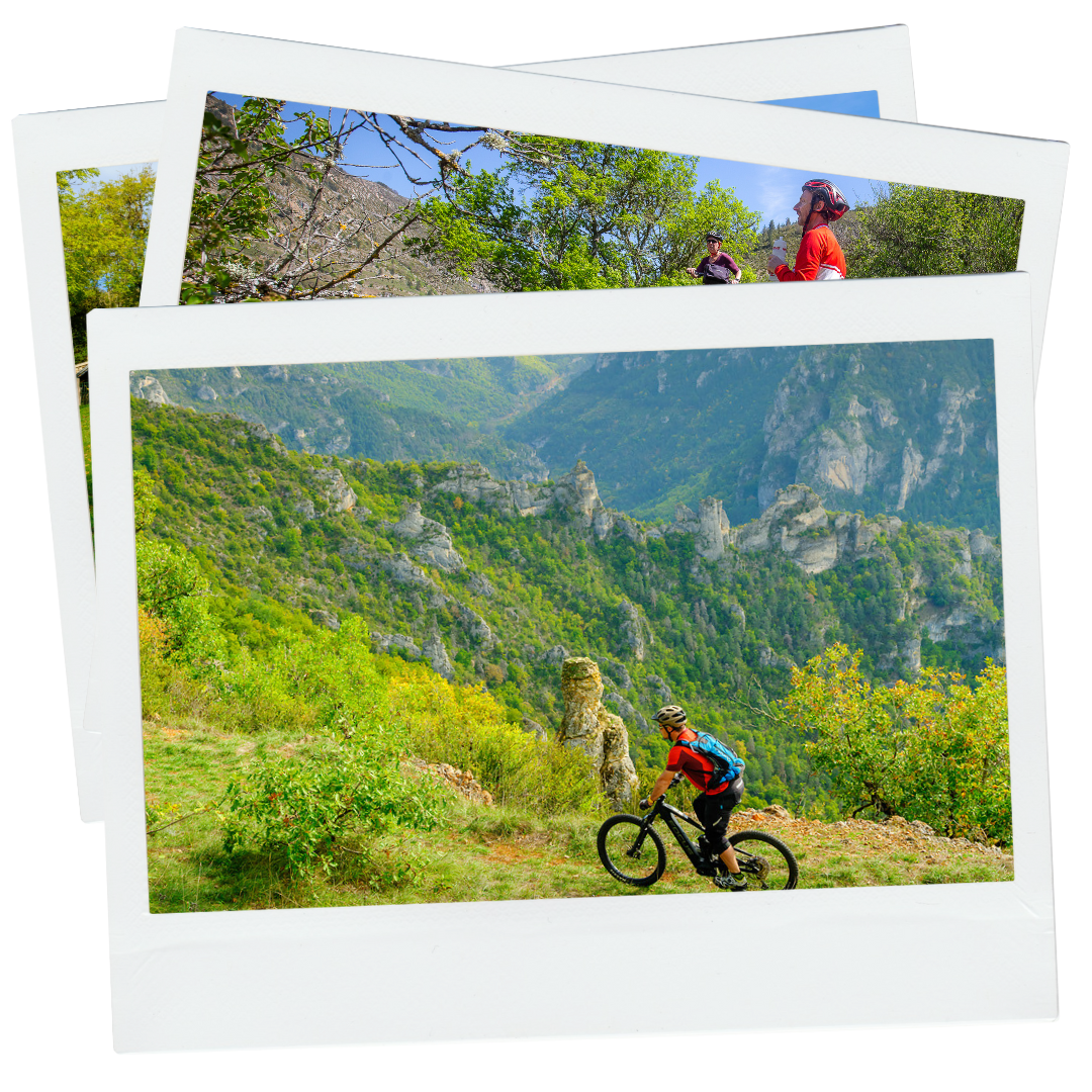 Sentier VTT en corniche des Gorges du Tarn VTT sur le Causse de Sauveterre en corniche des Gorges du Tarn